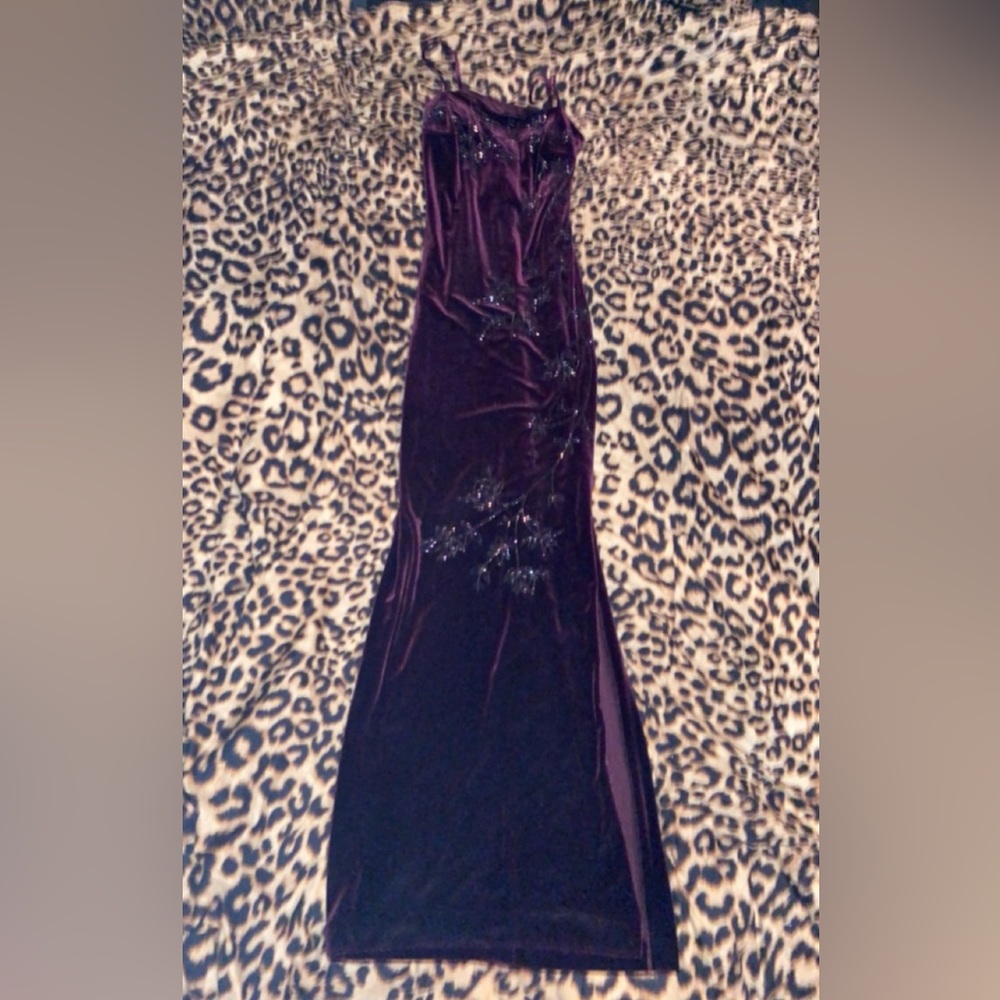 Velvet dark purple maroon colored dress